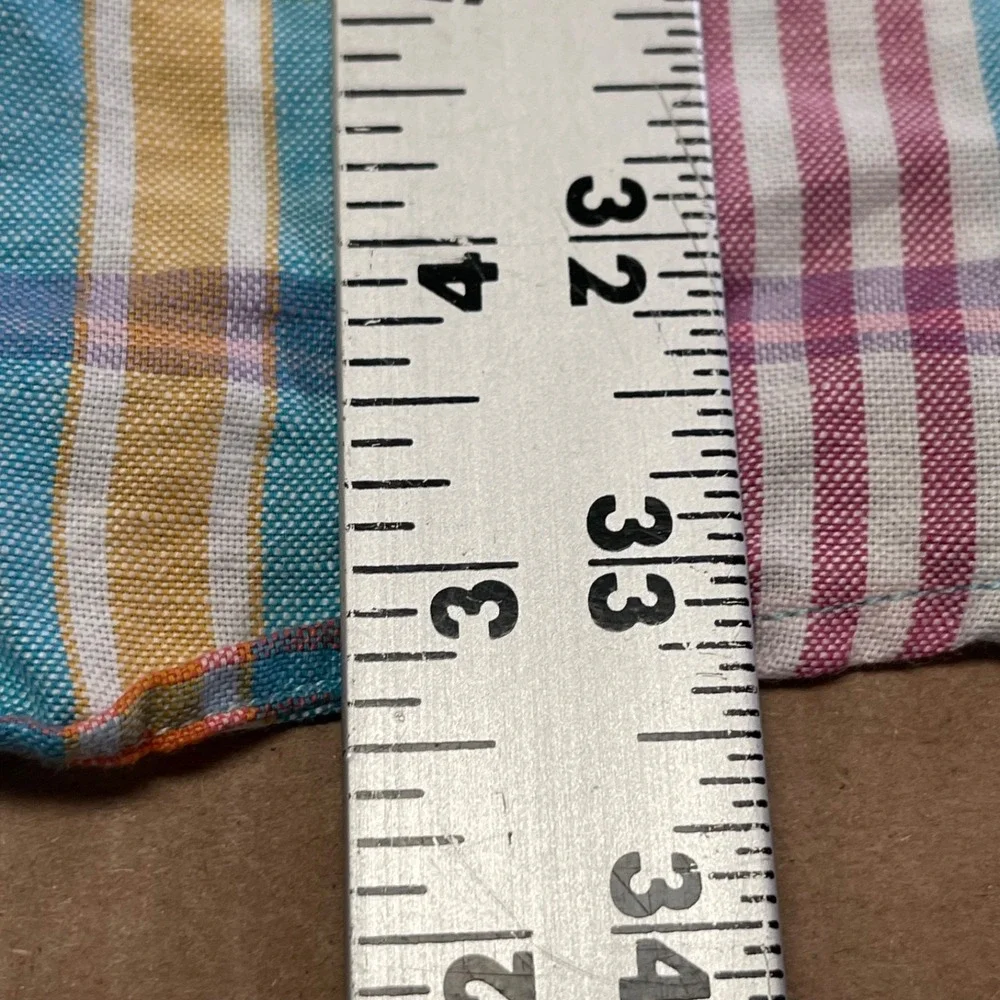 Orvis Men's XLarge Multicolor‎ Plaid Linen/Cotton Short Sleeve Button Up Shirt